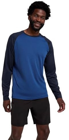 Mountain Warehouse Endurance Mens Top – Long Sleeves, Quick Dry T-Shirt, Highly Breathable Tee, UPF50 Protection Tee Shirt – for, Travelling, Walking, Gym Cobalt XL
