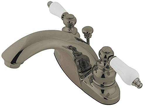 Kingston Brass GKB7648PL English Country-Grifo de Lavabo de 4 Pulgadas con Ventana emergente, Níquel Satinado