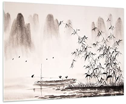 ARTTOR Bilder auf Glas 100x70cm Glasbild Bambus schwarz China Groß Wanddeko Bild im Glas Schlafzimmer Küche Deko Wandbilder Dekoration Wohnzimmer Modern Wall Decor Wand Kunstdruck Art GAA100x70-3116