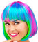 Folat 26692 Other Perücke Bobfrisur Regenbogenfarben, womens, Regenbogen, One Size