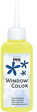 KREUL 42781 - Window Color Leucht-gelb 80 ml, Fenstermalfarbe auf Wasserbasis, mit strukturierter Oberfläche, für Glas, Spiegel, Fliesen und andere glatte Flächen