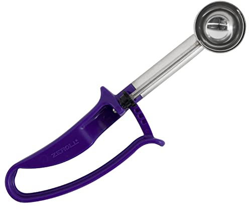 Zeroll 2040-EX Universal Extended Length EZ Disher Food Portion Control Scoop Designed for Right or Left Hand Use Dishwasher Safe, Plastic 18/8 Stainless Steel, Orchid