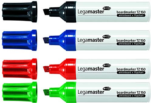 Legamaster Boardmarker TZ 150, Keilspitze, 2-7 mm, Schreibfarbe: 4er sortiert (4 Stück), Sie erhalten 1 Packung á 4 Stück