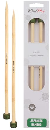 KnitPro K22364 Jackenstricknadeln, Bamboo, Braun, 33 cm x 8 mm, 2 Count