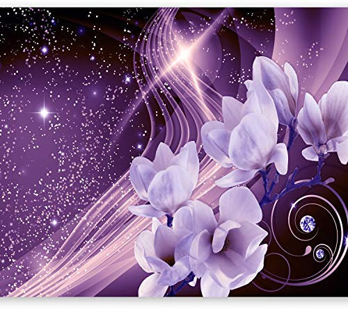 murando - Vlies Fototapete Blumen Magnolien 400x280cm - Foto Tapete Schlafzimmer Wohnzimmer Moderne Vliestapete XXL Wandtapete Motivtapeten 3d Effekt Wand Dekoration - Abstrakt Blitz Diamant Violett