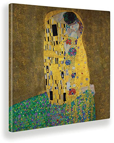 Giallobus - Gemälde - Gustav Klimt - Der Kuss - Leinwand mit Standardrahmen - 100x100 - Bereit zum Aufhängen - Moderne Gemälde für zu Hause