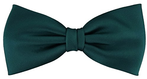TigerTie vorgebundene Satin Fliege in grün petrol dunkel türkis Uni einfarbig + Geschenkbox