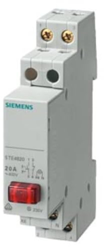 Siemens 5TE4820 Pushbutton, D=70Mm 1Nc/1No 20A, 1Button Red Lamp 230V, White