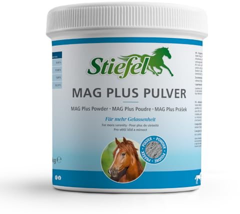 Stiefel MAG Plus für Pferde, hochdosiertes Magnesium, kann Sich positiv auf unruhige Pferde auswirken & in Belastungssituationen unterstützen, mit Vitamin B12, Pulver, 1kg