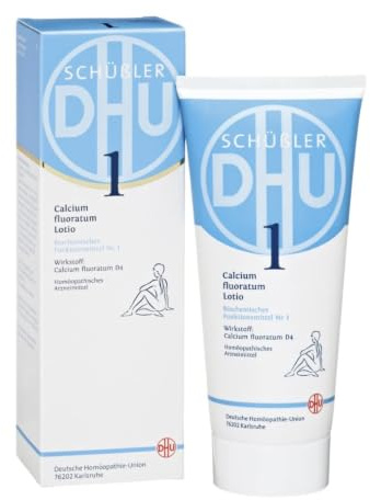 DHU Schüßler-Salz Nr. 1 Calcium fluoratum D4, 200 ml Lotion | Das Mineralsalz des Bindegewebes, der Gelenke und Haut – das Original