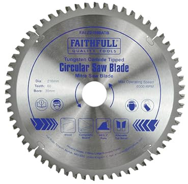 Faithfull FAIZ21660ATB TCT Cross Cut Mitre Saw Blade 216mm x 30mm Bore 60 Teeth