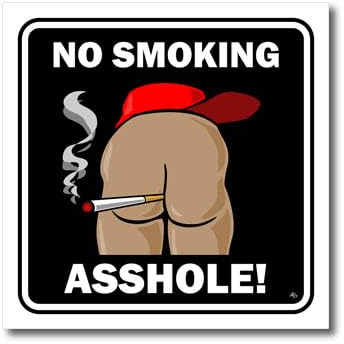 3dRose ht_25518_3 Butts No Smoking Black Sign 2-Iron on Heat Transfer for White Material, 10 by 10-Inch