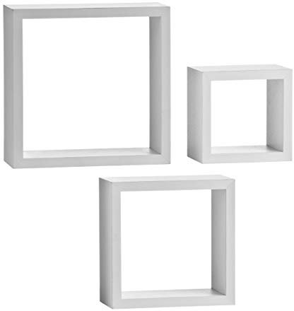 Premier Housewares 2402798 Wand-Cubes, 3er-Set, MDF/PVC-Beschichtung, weiß