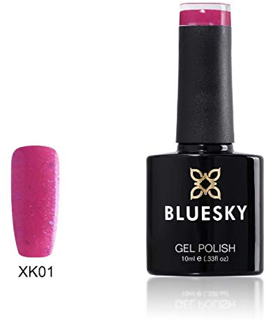 Bluesky Gel Nail Polish, Bright Pink Glitter Xk01, Long Lasting, Chip Resistant, 10 ml (Requires Curing Under UV LED Lamp)