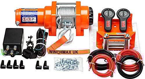 WINCHMAX 3,000lb (1,361kg) Original Orange 12v Electric Winch. 15.5m x 5mm Steel Rope. 1/4 Inch Hook.
