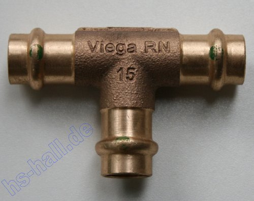 Viega T-Stück Sanpress 2218 RG, SC-Contur 15 mm, 106614