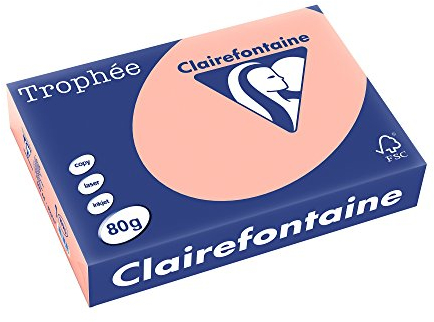 Clairefontaine 1970C - Ries Druckerpapier / Kopierpapier Trophee, Pastell Farben, DIN A4, 80g, 500 Blatt, Pfirsich, 1 Ries