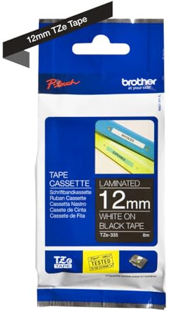 Brother TZe-335 Schriftband schwarz/weiß 12mm/8m
