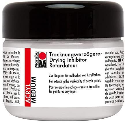 Marabu 12290025807 - Trocknungsverzögerer, cremiger Acryl - Retarder auf Wasserbasis, zur Verzögerung der Trocknungszeit von Acrylfarben, 225 ml, transparent