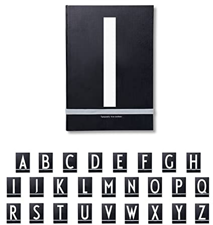 Design Letters Buchstaben Notizbuch A5 A-Z Schwarz | Nutzen Sie das unlinierte Notizbuch als Bullet Journal, 2024 Planer | Notizbuch A5 mit elastischem Verschlussband | 146 nummerierte Seiten