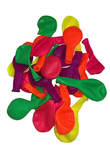 Partyloon 50 Ballons - 25cm - NEON Bunt - Farbmix, Latex-Luftballons für Geburtstage, Kindergeburtstage, Partys, Hochzeiten und Feste, Luft & Helium - Hergestellt in der EU