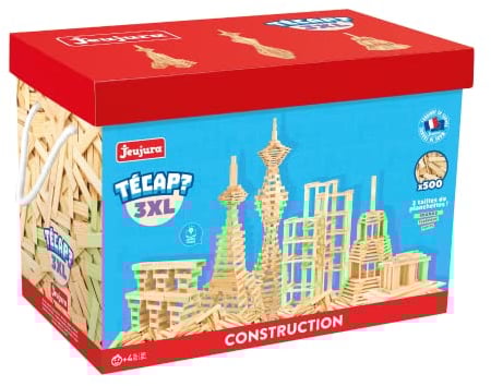 Jeujura - 8324 -Tecap Baril de Planchettes 3XL - 500 Pieces - Jeu enfant -Jeu pour s'amuser en famille - A partir de 4 ans - Format 3XL - 3 tailles 3 fois plus de construction - Fabriqué En France