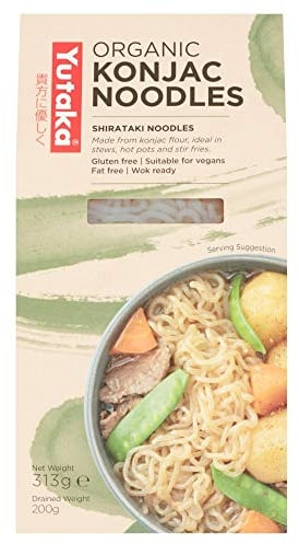Yutaka Organic Shirataki Konjac Noodles 313g (Pack of 6) | Low Calorie, Gluten-Free & Keto-Friendly | Ready-to-Eat | Ideal for Stir-Fries, Soups, Salads & Healthy Asian Recipes