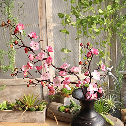 Dinglong Fleurs Fleur Floral Cerisier Printemps Plumes Fleur Branche Simulation Soie Faux Mariage Bouquet FêTe DéCoration Art Romantique (Rose)