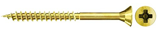 fischer ClassicFast II - Vite per truciolato zincata gialla con testa svasata, Phillips PZ e filettatura parziale, per uso universale in tutti i materiali da costruzione in legno, confezione da 200