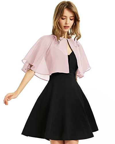 Châle en mousseline de soie douce pour femme, pour robe de soirée, mariage, boléro, rose, taille unique