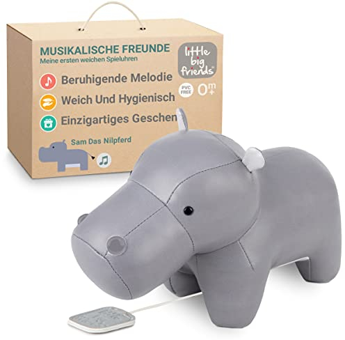 Little Big Friends Musical Friends | Musikalisches Schnurzug-Spielzeug für Babys | Besonderes Stofftier | Leicht zu reinigen | hypoallergen | Sam das Nilpferd