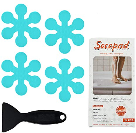 Secopad Adesivi per Vasca da Bagno, Antiscivolo, di Sicurezza per la Doccia, con Raschietto di Alta qualità (Blu)