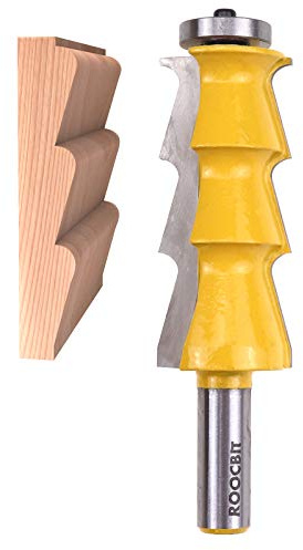 ROOCBIT 1/2-Inch Shank Architectural Shutter Windows Molding Router Bit Set Carbide Sculpture Edge line Styling Cutter Woodworking Shape Cutter Tool(73.5mm Cutting Height)