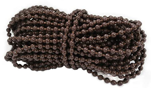 FQTANJU Roller Blind Beaded Chain Cord - 10 Yards Dark Brown Plastic Replacement Rope for Roman Shades & Roller Blinds Repair Fitting, Curtain Bead Repair Kit