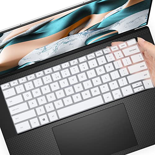 Keyboard Cover for 2025-2022 Dell XPS 15 9500 9510 9520 9530 15.6 Inch & XPS 17 9720 9700 9710 9730 17 Inch & DELL Precision 5770 5570 5760 5560 15.6 17.3 US Layout (NOT FIT XPS 13 14 16 inch)-White