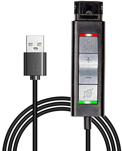 VoiceJoy QD(Quick Disconnect) Connector to USB Adapter Cable with Volume Adjuster, Mute for Speaker and Microphone Separately Compatible with Any Plantronics and Headset QD Plug