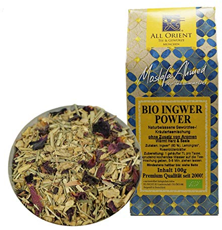 All Orient BIO Ingwer-Power | 100g | Ingwer Zitronen Tee | loser Tee | basisch | ohne Zusatz von Aromen | ohne Teein | BIO-Qualität | naturbelassen | leicht scharf im Geschmack