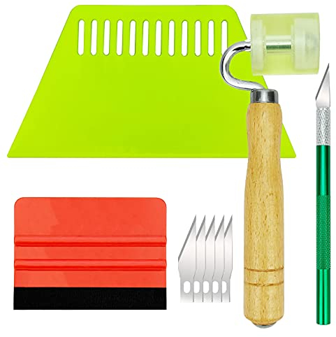 Ewrap Wallpaper Smoothing Tools Kit for Install Adhesive Contact Paper Vinyl Wrap Window Tint Film, with Seam Roller, Large Scraper, Felt Squeegee, Trimming Tool