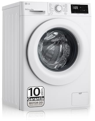 LG F4WV3008N3W - Lavadora 8kg, Carga Frontal, 1400 RPM, Lavadora LG con Inteligencia Artificial Direct Drive y Fondo Especial de 56 cm, Reduce Arrugas, Limpieza y Cuidado de Ropa, Color Blanco