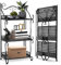 BTGGG 3 Ebenen Klappregal Küchenregal Stehend Multifunktionales Standregal Küche Bücherregal Badezimmer Regal Schmales Aufbewahrungsregal Lagerregal Metallregal für Wohnzimmer Balkon Schwarz
