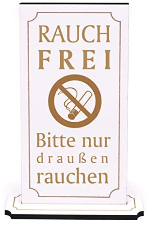 Rauchfrei Bitte nur draußen rauchen - Aufsteller Schild Nichtraucher Holz Graviert 10 x 20 cm | Dekolando