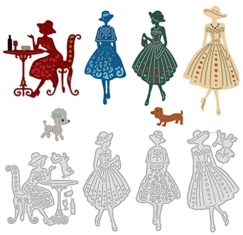 GLOBLELAND Stanzschablonen Mädchen Metall Schneiden Schablonen Elegante Frau Stanzformen für Kartenherstellung und DIY Scrapbooking Papier Sammelalbum Dekor