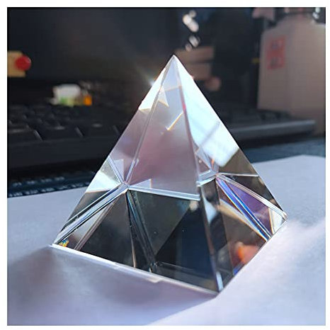 DOUPE Rainbow Prism Optical Glass Crystal Pyramid 60mm Height Rectangular Pyramid Polyhedral Popularization Science Studying Student Healing Crystal Stone
