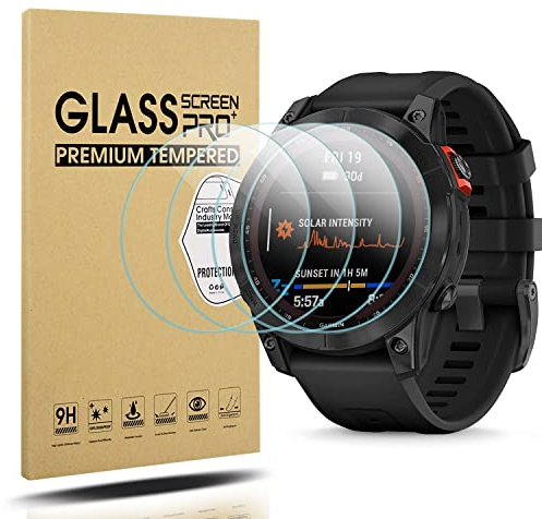 Diruite 4 Pièces Protection Écran pour Garmin Fenix 7 47mm Verre Trempé,Protecteur D'écran Verre Trempé pour Garmin Fenix 7/7 Solar/Fenix 7 Sapphire Solar 47mm[Anti-rayures][Sans Bulles]