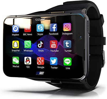 AIMAISEN Android 9.0 Smartwatch GPS Sport Wristwatch 2.88 Large Touch Screen Bluetooth Activity Tracker 5.0MP+13.0MP HD Dual Camera 4G/LTE Network,WIFI,Independent SIM Card, 4+64GB (Black)