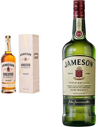 JAMESON Crested Whisky Irlandais - 40%, 70cl & Original Whisky Irlandais - 40%, 1L