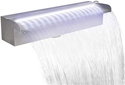 Goliraya Lame d'eau Cascade Rectangulaire à LED pour Piscine ou Bassin 45 cm en Acier Inoxydable