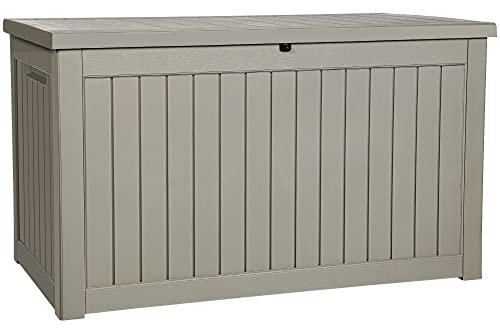 YITAHOME XXL 230 galones Caja grande de almacenamiento para exteriores para muebles de patio, herramientas de jardín y equipos deportivos/piscinas, resina resistente a la intemperie, bloqueable (tope)