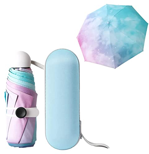 Jodsen Reise Regenschirm,Taschenschirm,Kompakter Winddicht Stark,6 Rippen Faltbarer Mini mit Kapselhülle,Sonne UV Schutz,Regenbogen Sturmfest für Herren Damen