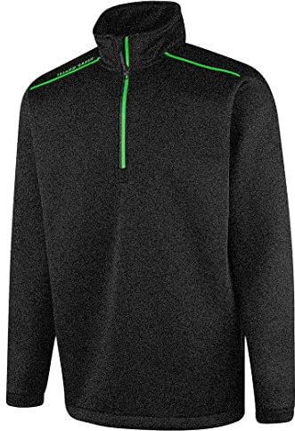 Island GREEN Pull de golf extensible coupe-vent avec fermeture éclair 1/4 pour homme Gris anthracite Taille L